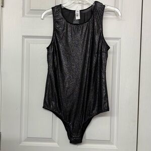 TORRID Shimmer Mesh High Neck Bodysuit Black and Silver Sz 1X NWT‎